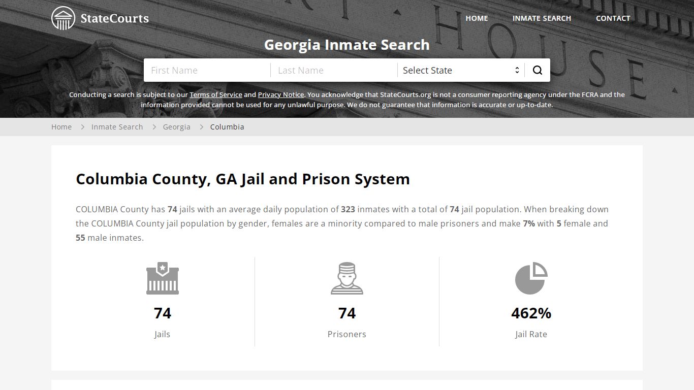 Columbia County, GA Inmate Search - StateCourts